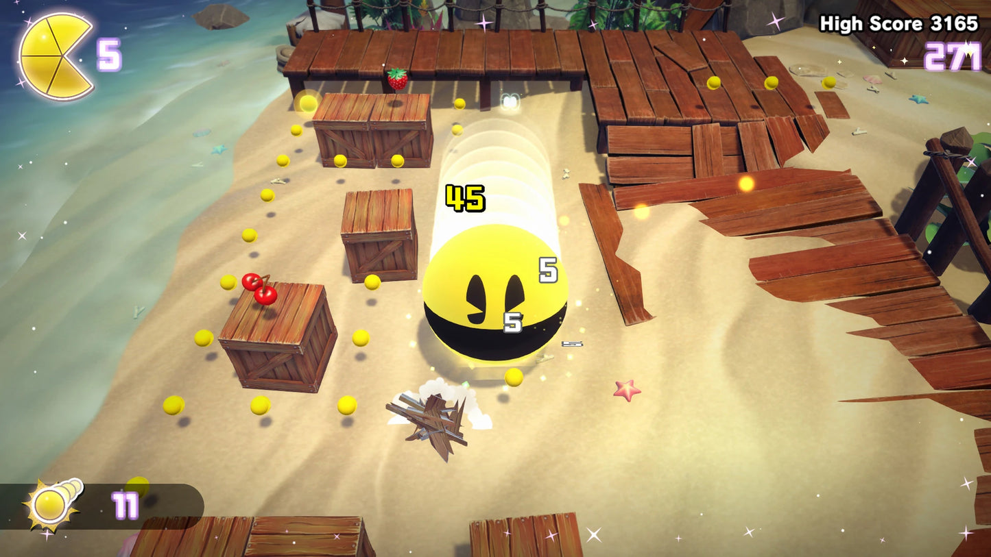 Pac-Man World Re-Pac PS5 game featuring classic 3D platforming gameplay, colorful environments, and modern remastered visuals for PlayStation 5 gameplay