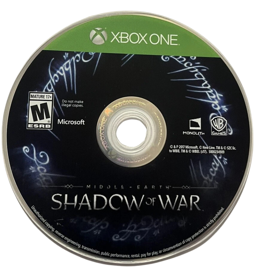 Middle Earth: Shadow of War disc for Xbox One (XONE) action-adventure video game