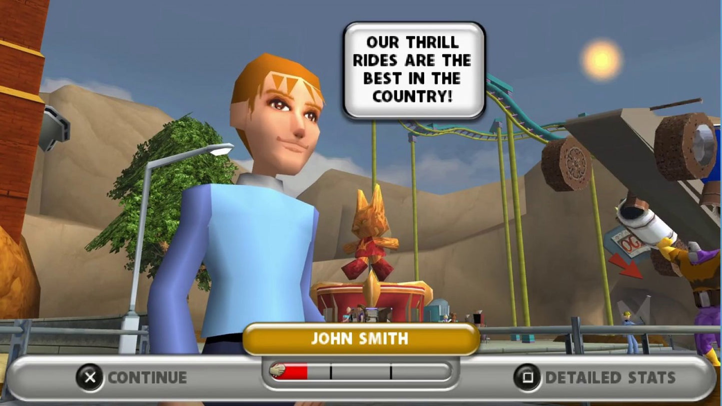 Thrillville PlayStation Portable PSP for retro video game enthusiasts featuring theme park simulation gameplay amusement park management roller coaster creation carnival mini games family friendly entertainment colorful environments and collectible gaming appeal gameplay