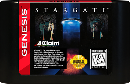Stargate Sega Genesis video game, action platformer, sci-fi adventure, movie tie-in gameplay, retro Sega console title cartridge