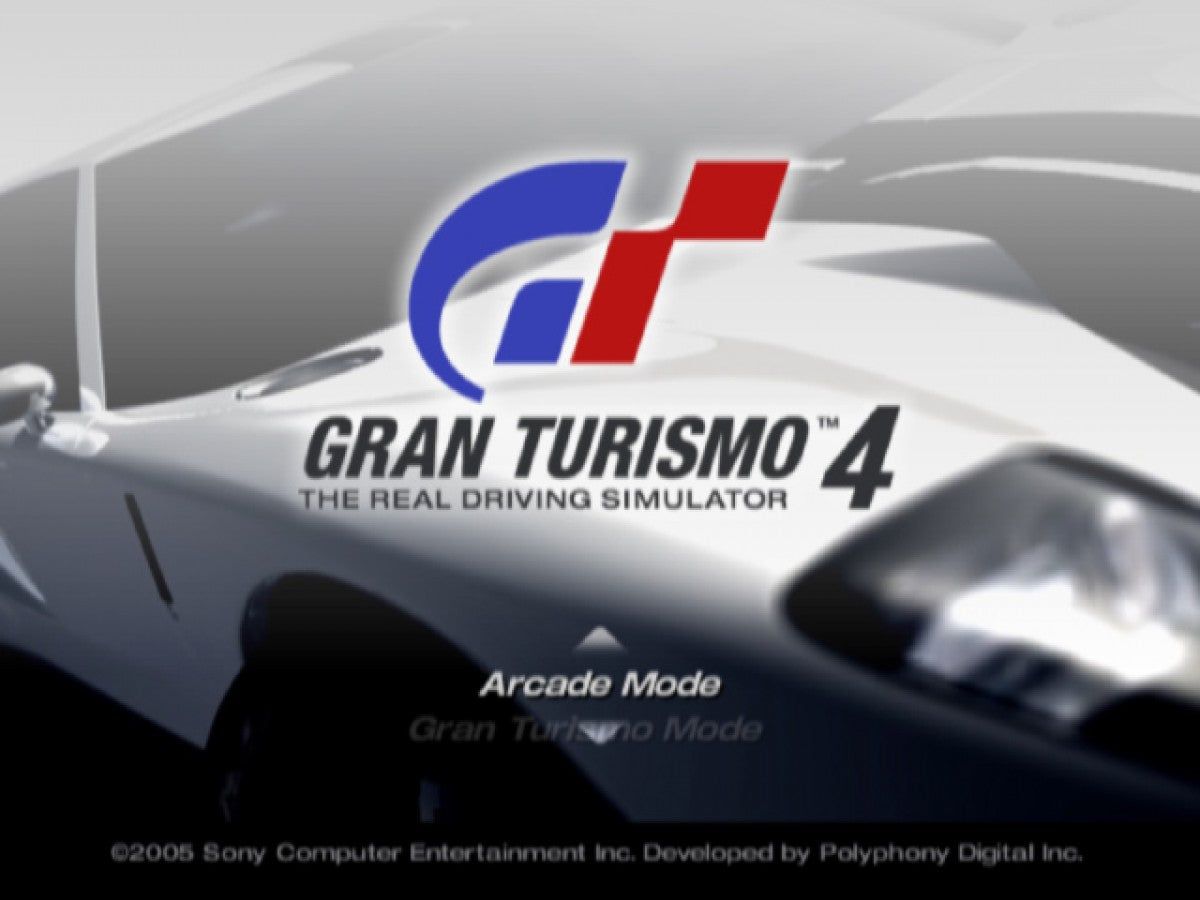 Gran Turismo 4 title screen for PlayStation 2 (PS2) video game