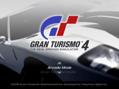 Gran Turismo 4 title screen for PlayStation 2 (PS2) video game