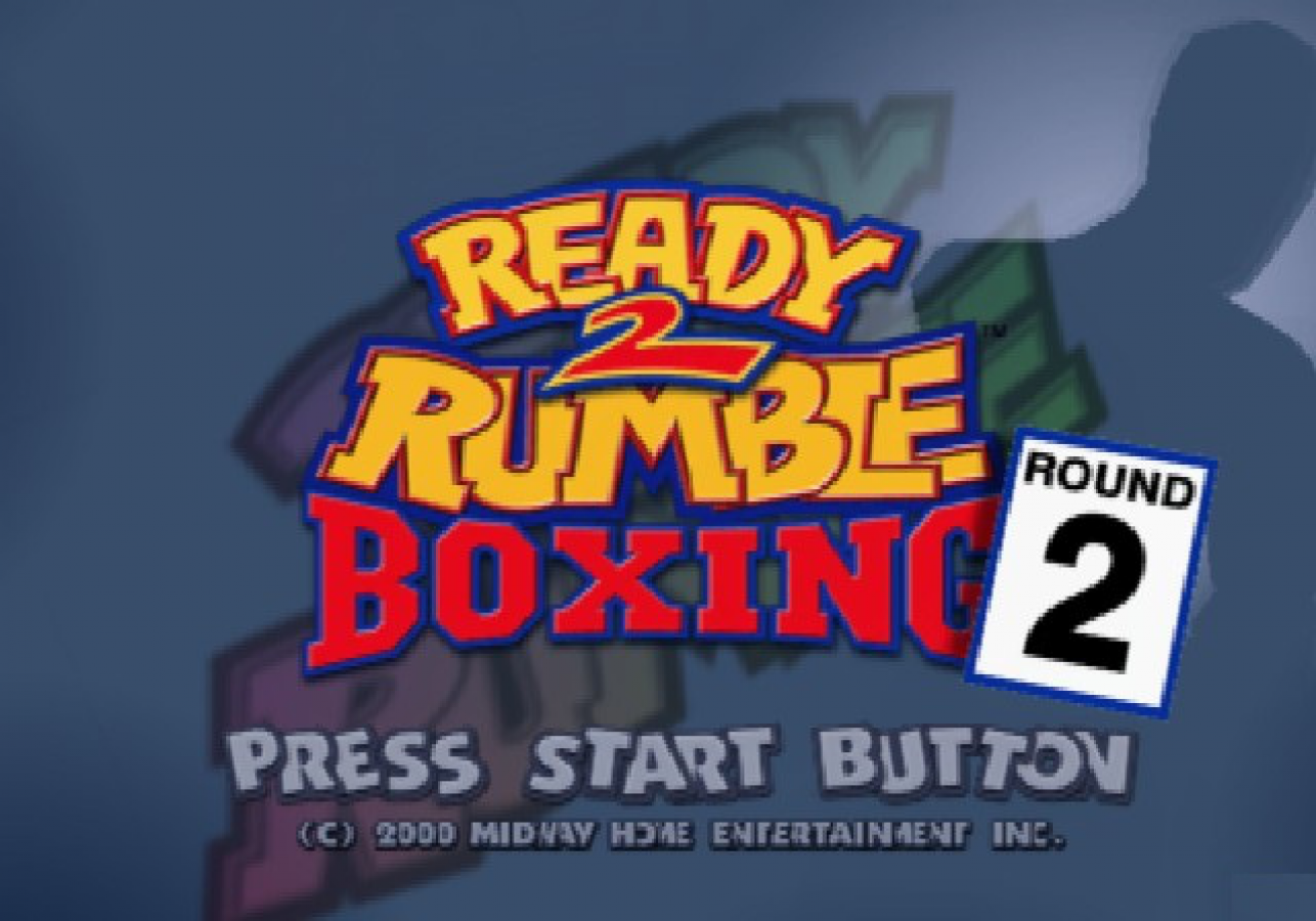 Ready 2 Rumble Boxing: Round 2 – PlayStation 2 (PS2) video game title screen, arcade-style boxing sports game.