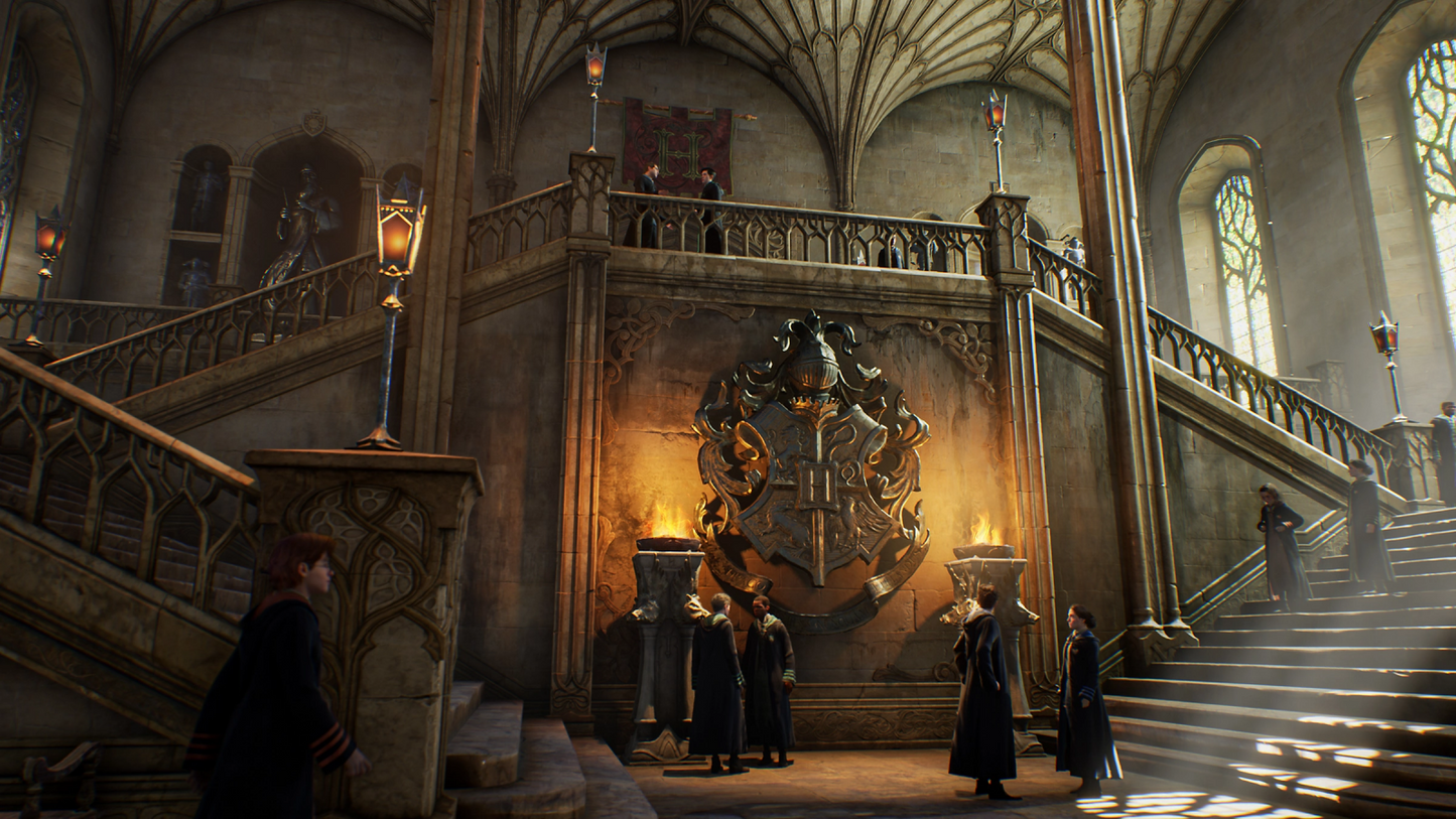 Hogwarts Legacy PlayStation 5 action RPG open-world magical adventure Hogwarts Castle spells wizardry broom flight magical creatures student experience gameplay screenshot