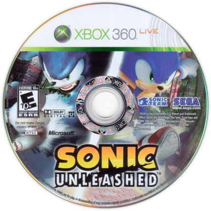 Sonic Unleashed Xbox 360 for retro video game enthusiasts featuring high speed platforming gameplay fast paced action colorful world exploration day and night gameplay mechanics challenging levels iconic Sonic the Hedgehog adventure and collectible gaming appeal disc 