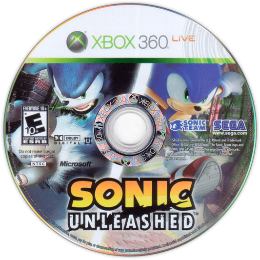 Sonic Unleashed Xbox 360 for retro video game enthusiasts featuring high speed platforming gameplay fast paced action colorful world exploration day and night gameplay mechanics challenging levels iconic Sonic the Hedgehog adventure and collectible gaming appeal disc 
