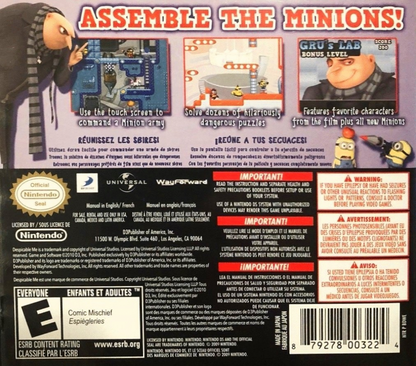 Despicable Me: Minion Mayhem back of case for Nintendo DS (DS) animated movie-based adventure video game