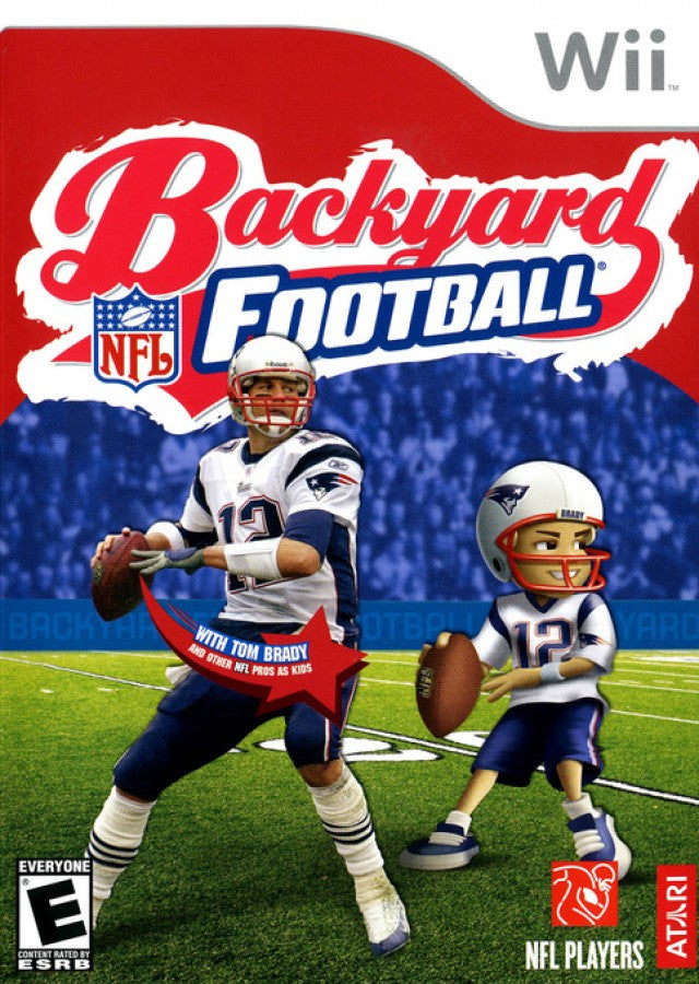 Retro Backyard Football Wii inspired design featuring family friendly arcade sports gameplay aesthetic cartoon style football action kid focused backyard athletes colorful stadium fun motion controlled Nintendo Wii gaming nostalgia presentation cover art