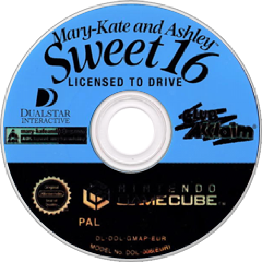 Mary-Kate and Ashley Sweet 16 Licensed to Drive disc cover art for Nintendo GameCube (GC) video game.