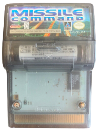 Missile Command Game Boy Color GBC video game featuring arcade defense gameplay missile interception enemy attacks strategic targeting city defense high score challenges classic Atari action and handheld gaming retro video game collection collectible gaming appeal cartridge