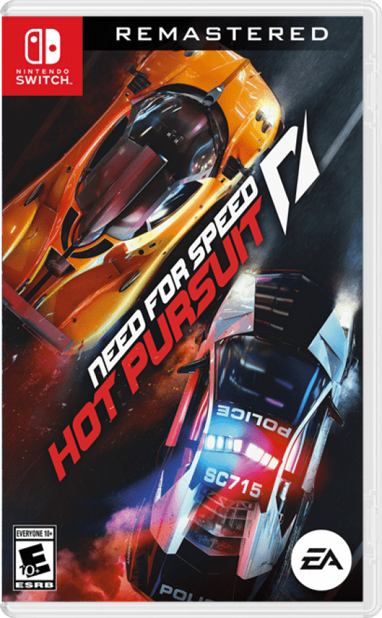 Need for Speed Hot Pursuit Remastered Nintendo Switch NS video game featuring high speed racing gameplay exotic sports cars police pursuits intense driving action road races vehicle customization competitive racing events and classic Need for Speed gameplay Nintendo Switch gaming video game collection cover art