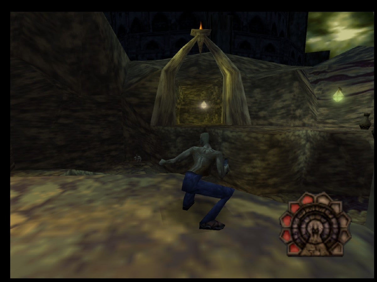 Shadow Man Nintendo 64 N64 video game, game only cartridge, dark action adventure, horror-themed gameplay, classic console title gameplay screenshot