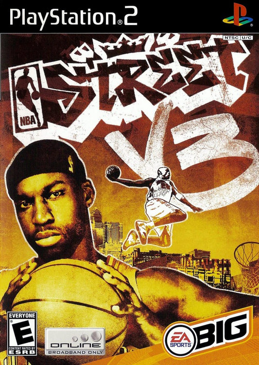 Retro NBA Street Vol 3 PS2 inspired design featuring arcade basketball action aesthetic vintage PlayStation 2 streetball legends exaggerated dunks urban courts fast paced multiplayer gameplay hip hop culture energy nostalgic sports gaming presentation - cover art