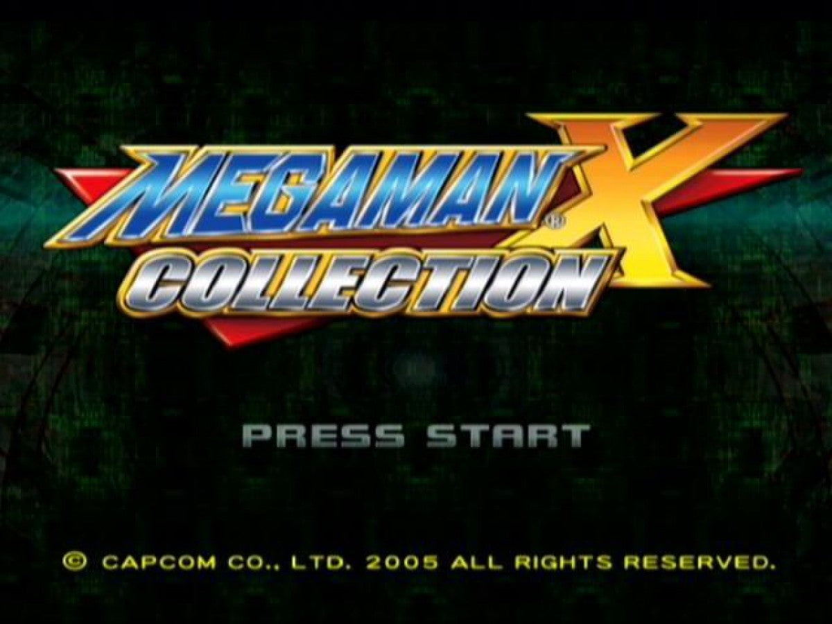 Mega Man X Collection start screen for GameCube (GC) action platformer video game compilation