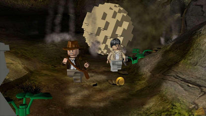 LEGO Indiana Jones The Original Adventures Platinum Family Hits Xbox 360 video game featuring action adventure gameplay based on Indiana Jones classic movie scenes LEGO characters exploration puzzle solving combat challenges collectible treasures and cooperative gameplay Xbox 360 retro video game collection collectible gaming appeal gameplay