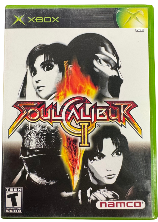 SoulCalibur II Microsoft Xbox Original Xbox video game featuring 3D fighting gameplay weapon based combat iconic warriors special attacks character battles arcade mode story mode and competitive multiplayer retro video game collection collectible gaming appeal cover art