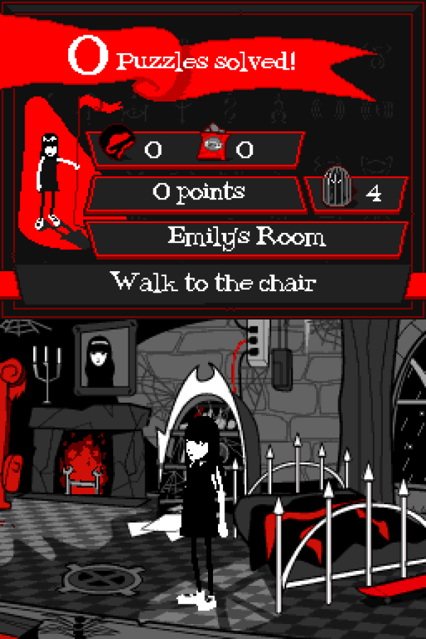 Emily the Strange Strangerous Nintendo DS DS video game featuring puzzle adventure gameplay Emily the Strange character exploration mysterious environments black cat companions quirky challenges puzzle solving hidden secrets dark gothic art style alternative fashion and imaginative story driven gameplay classic Nintendo DS handheld adventure retro video game collection collectible gaming appeal gameplay