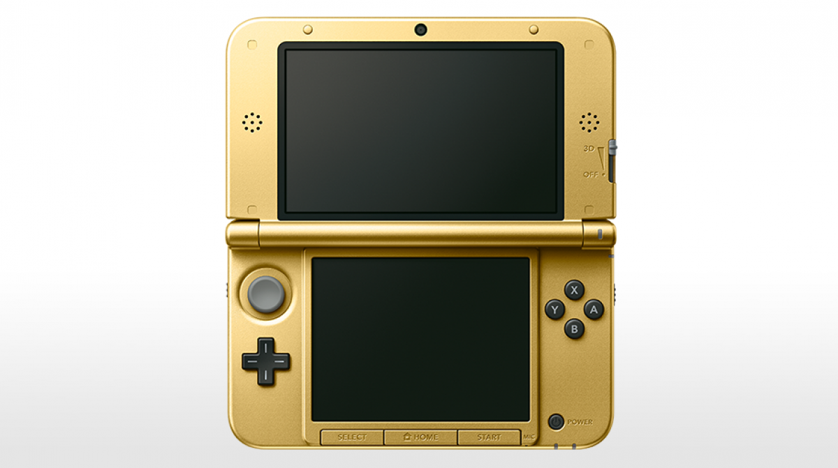 The Legend of Zelda A Link Between Worlds Limited Edition Nintendo 3DS XL console featuring exclusive Zelda-themed design and collectible handheld gaming system dual screen view