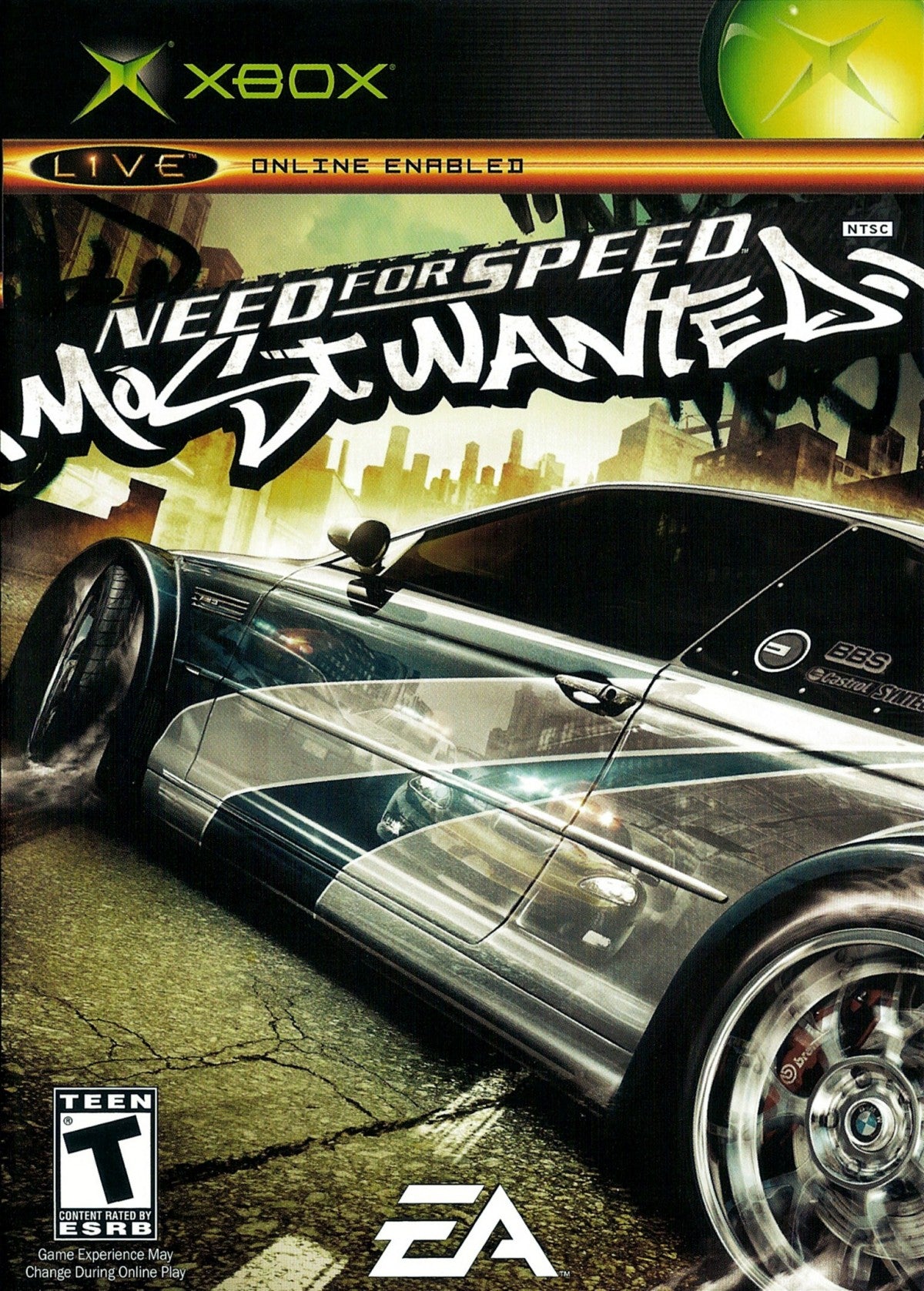 Need for Speed: Most Wanted for Xbox (XBOX) at Gamers INC, featuring high-stakes street racing and intense police pursuits as you climb the Blacklist to become the most notorious racer in Rockport City front cover