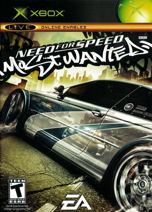 Need for Speed: Most Wanted for Xbox (XBOX) at Gamers INC, featuring high-stakes street racing and intense police pursuits as you climb the Blacklist to become the most notorious racer in Rockport City front cover