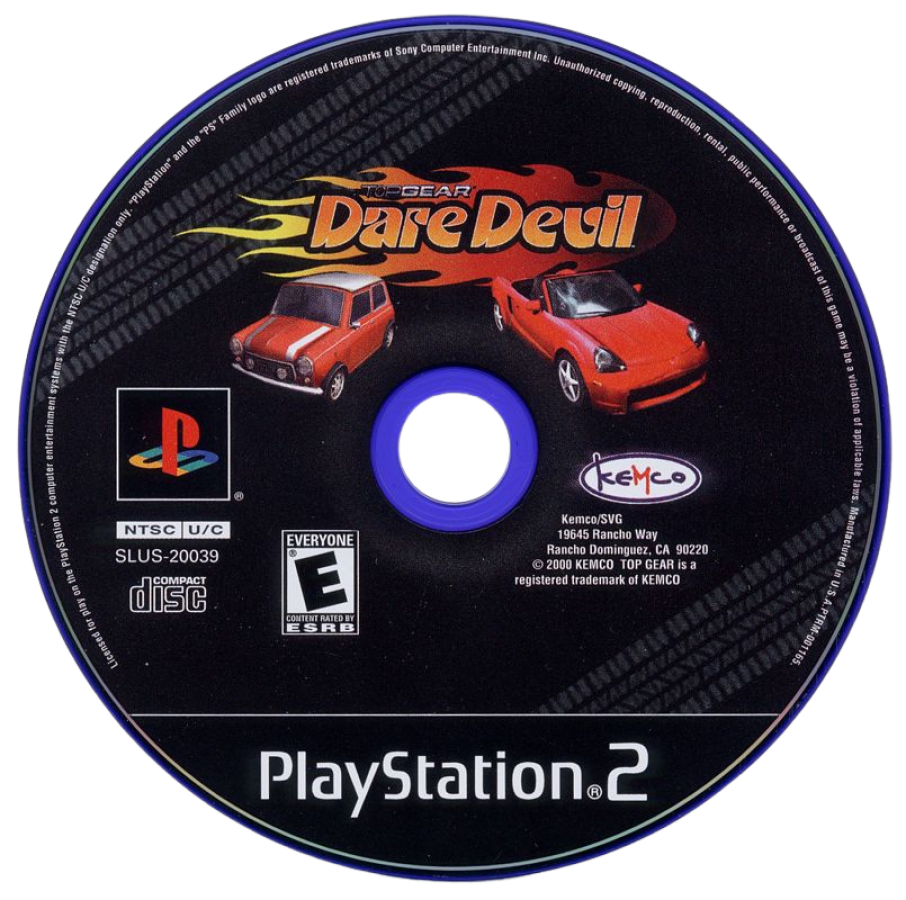 Top Gear: Dare Devil – PlayStation 2 (PS2) video game disc, arcade stunt racing.