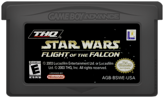 Star Wars: Flight of the Falcon for Game Boy Advance with fast-paced Millennium Falcon space combat action cartridge