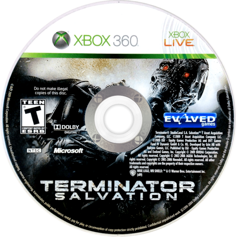 Terminator Salvation disc for Xbox 360 (X360) third-person shooter action video game