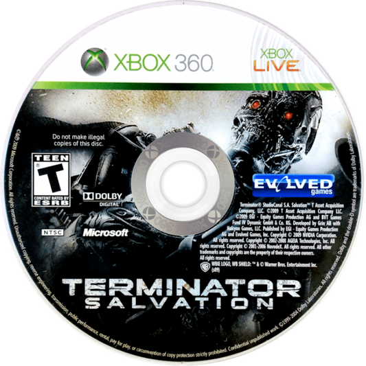 Terminator Salvation disc for Xbox 360 (X360) third-person shooter action video game