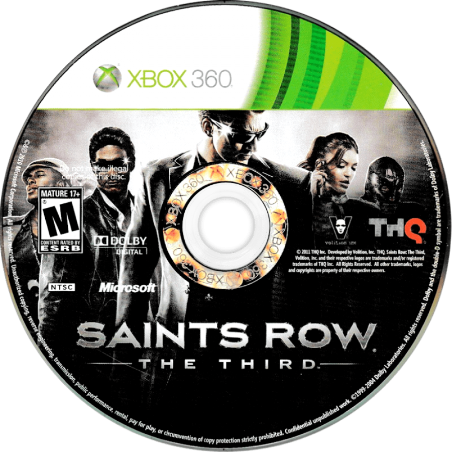 Saints Row: The Third disc for Xbox 360 (X360) open-world action-adventure video game