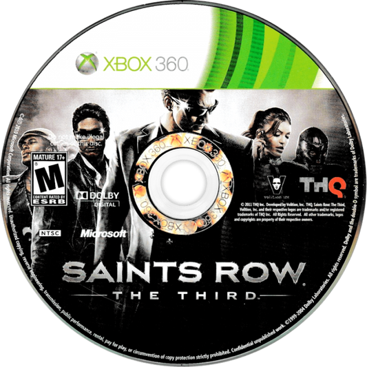 Saints Row: The Third disc for Xbox 360 (X360) open-world action-adventure video game