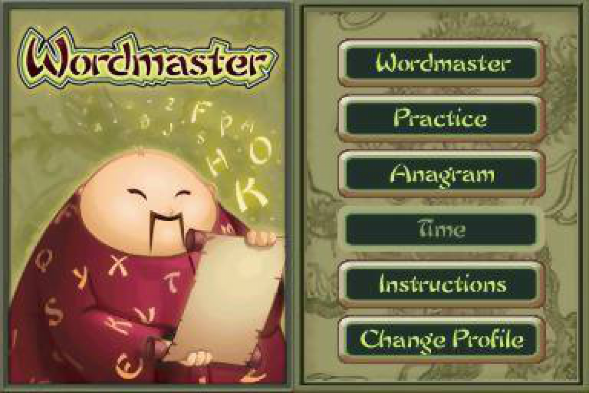 Wordmaster start page for Nintendo DS (DS) puzzle word video game