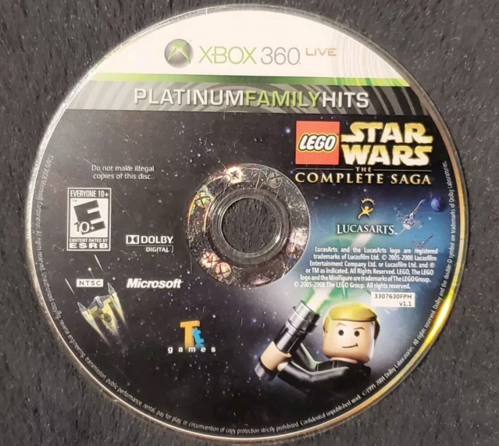 LEGO Star Wars: The Complete Saga [Platinum Hits] disc for Xbox 360 (X360) action-adventure sci-fi video game