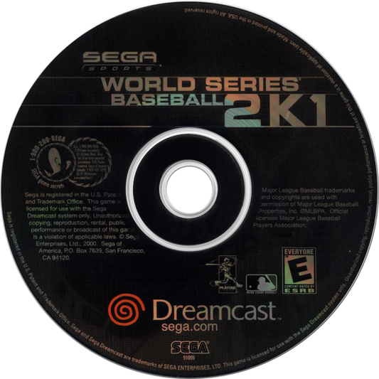 World Series Baseball 2K1 game for the Sega Dreamcast featuring baseball simulation gameplay with realistic MLB rosters franchise mode improved pitching and batting mechanics and presentation focused on authentic televised baseball action disc 