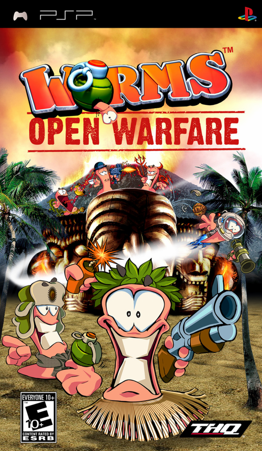 Worms: Open Warfare – cover art for PlayStation Portable (PSP) turn-based strategy game