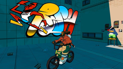 Bomb Rush Cyberfunk Nintendo Switch for action platforming video game fans featuring fast paced graffiti gameplay stylish hoverboard skating inline skating BMX biking open world city exploration trick combos vibrant cel shaded visuals energetic soundtrack futuristic urban adventure collectible gaming appeal gameplay 