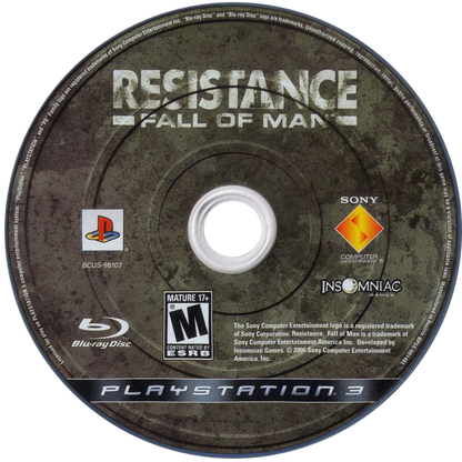 Resistance Fall of Man disc for PlayStation 3 PS3 video game