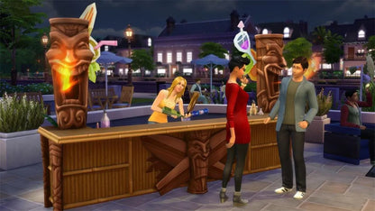 Sims 4 Deluxe Party Edition Xbox One life simulation game create and control virtual people build homes pursue careers form relationships, Deluxe Party Edition includes bonus content and party pack gameplay 