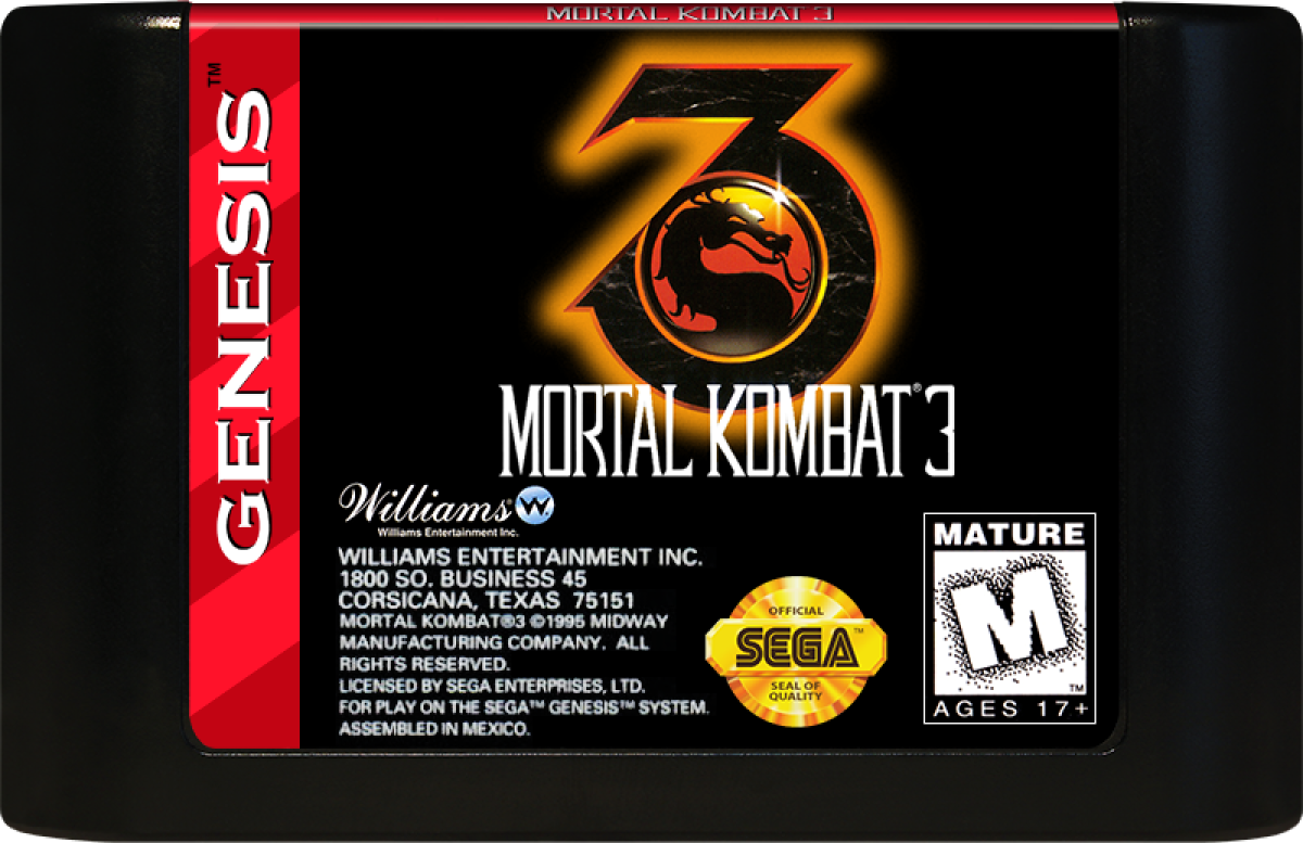 Mortal Kombat 3 CIB Sega Genesis GEN video game featuring 2D fighting gameplay iconic Mortal Kombat fighters martial arts combat special moves combos fatalities finishing moves brutal tournament battles secret characters and classic 16 bit Sega arcade fighting action complete in box CIB edition retro video game collection collectible gaming appeal cortridge