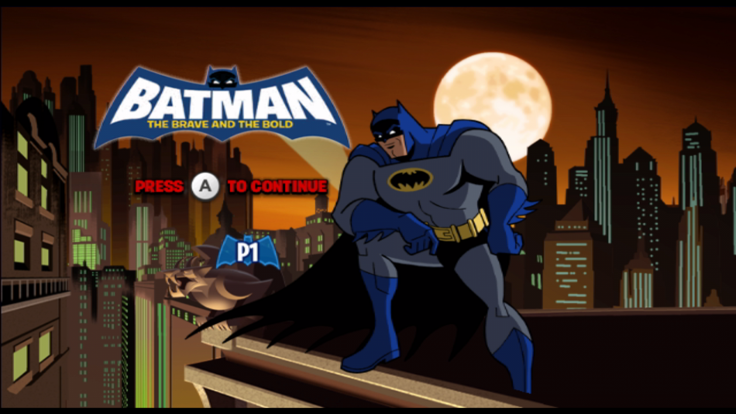 Batman: The Brave and the Bold title screen art for Nintendo Wii (Wii) video game