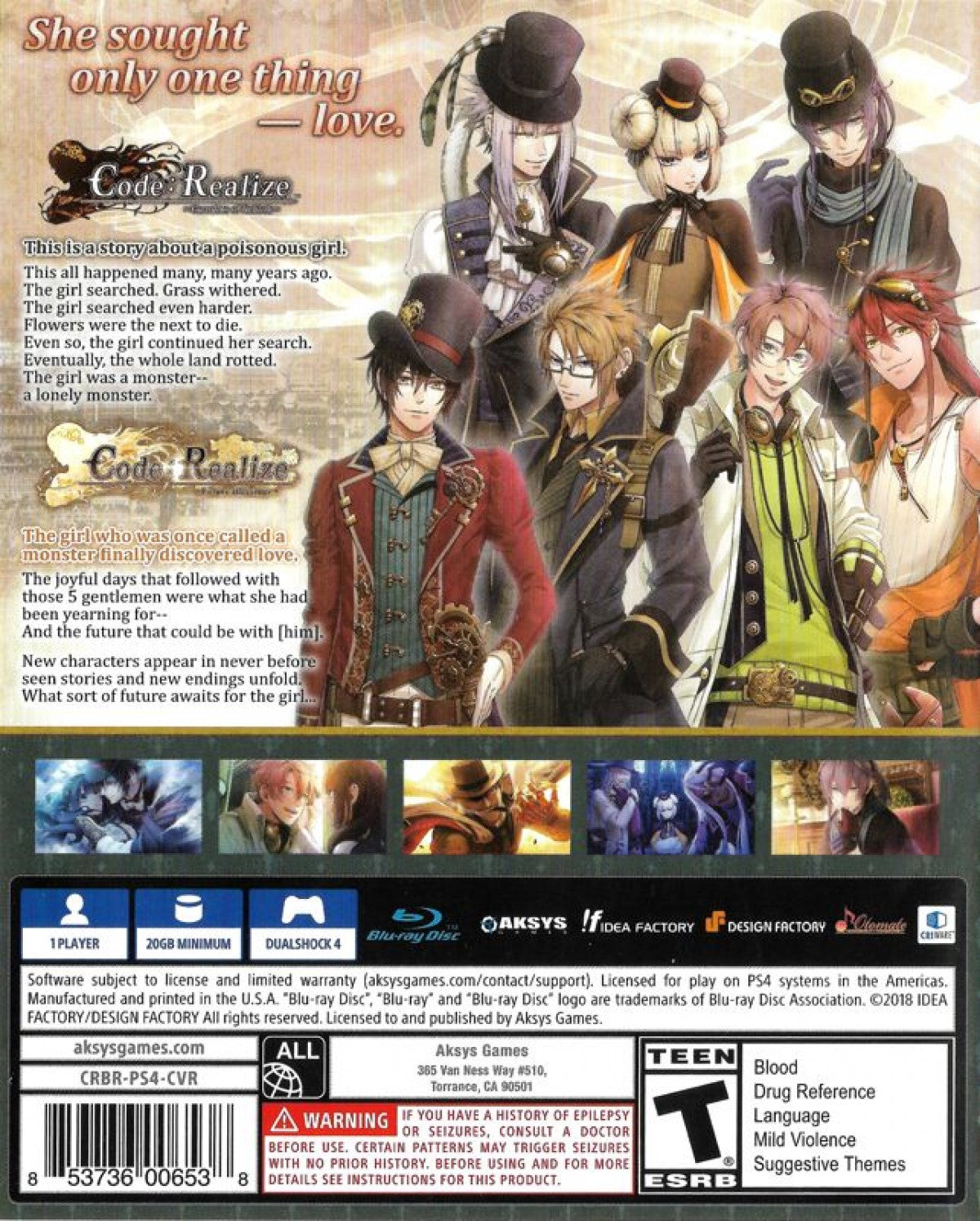Code: Realize Bouquet of Rainbows – PlayStation 4 (PS4) video game gameplay, otome/visual novel by Idea Factory