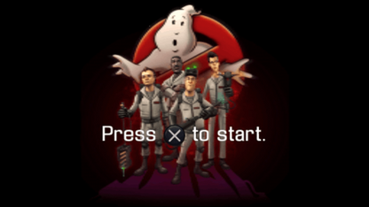 Ghostbusters: The Video Game for PlayStation Portable (PSP) at Gamers INC, featuring an original story penned by the film's creators that casts you as a new recruit alongside the original crew, bringing the proton-streaming, ghost-trapping action to a handheld format with unique stylized graphics and intense paranormal encounters as you save New York City from a new supernatural outbreak main menu title screen
