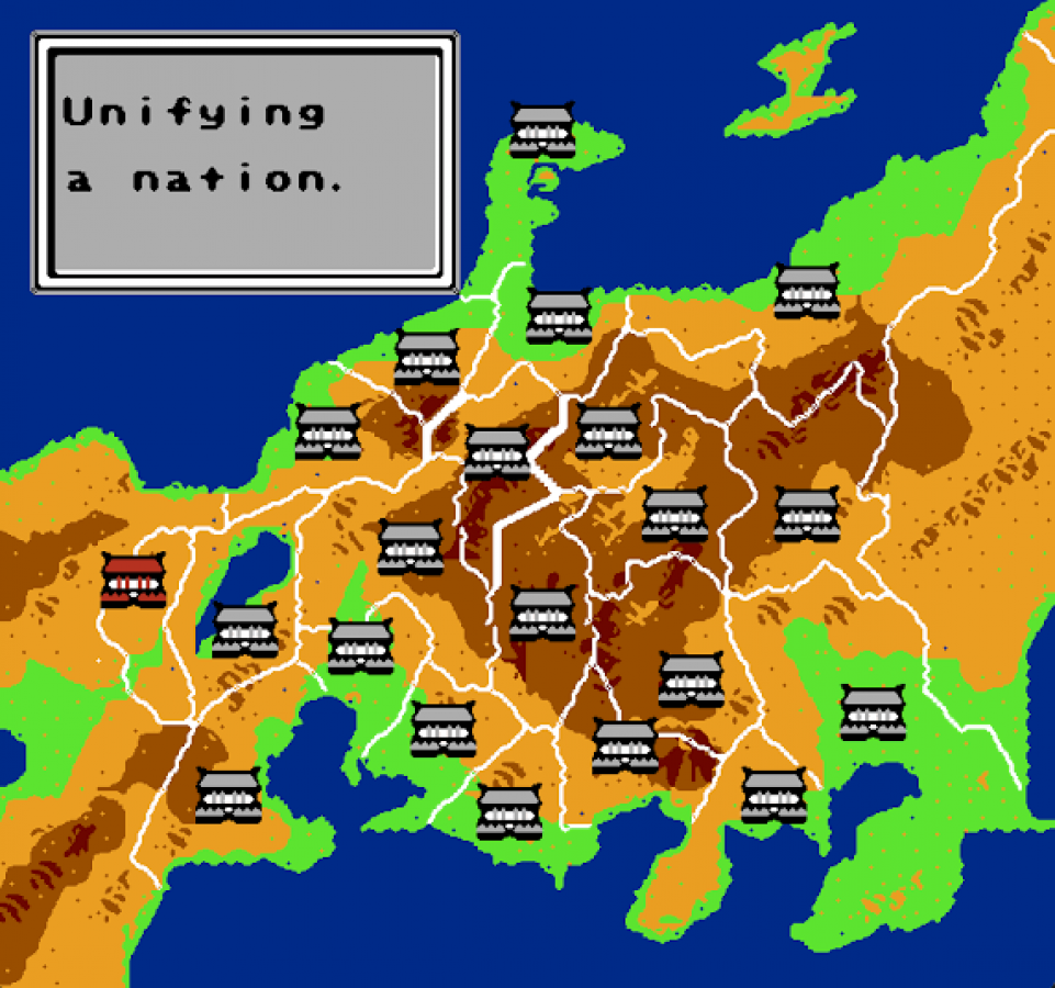 Shingen the Ruler Nintendo Entertainment System NES for strategy role playing video game fans featuring feudal Japan warfare samurai battles strategic map gameplay army management resource management castle sieges historical campaigns and classic Nintendo Entertainment System gameplay collectible retro gaming appeal gameplay