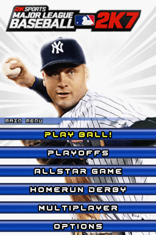 Major League Baseball 2K7 main menu for Nintendo DS (DS) baseball sports video game