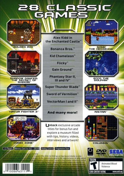 Sega Genesis Collection – PlayStation 2 (PS2) video game back of case, compilation game.