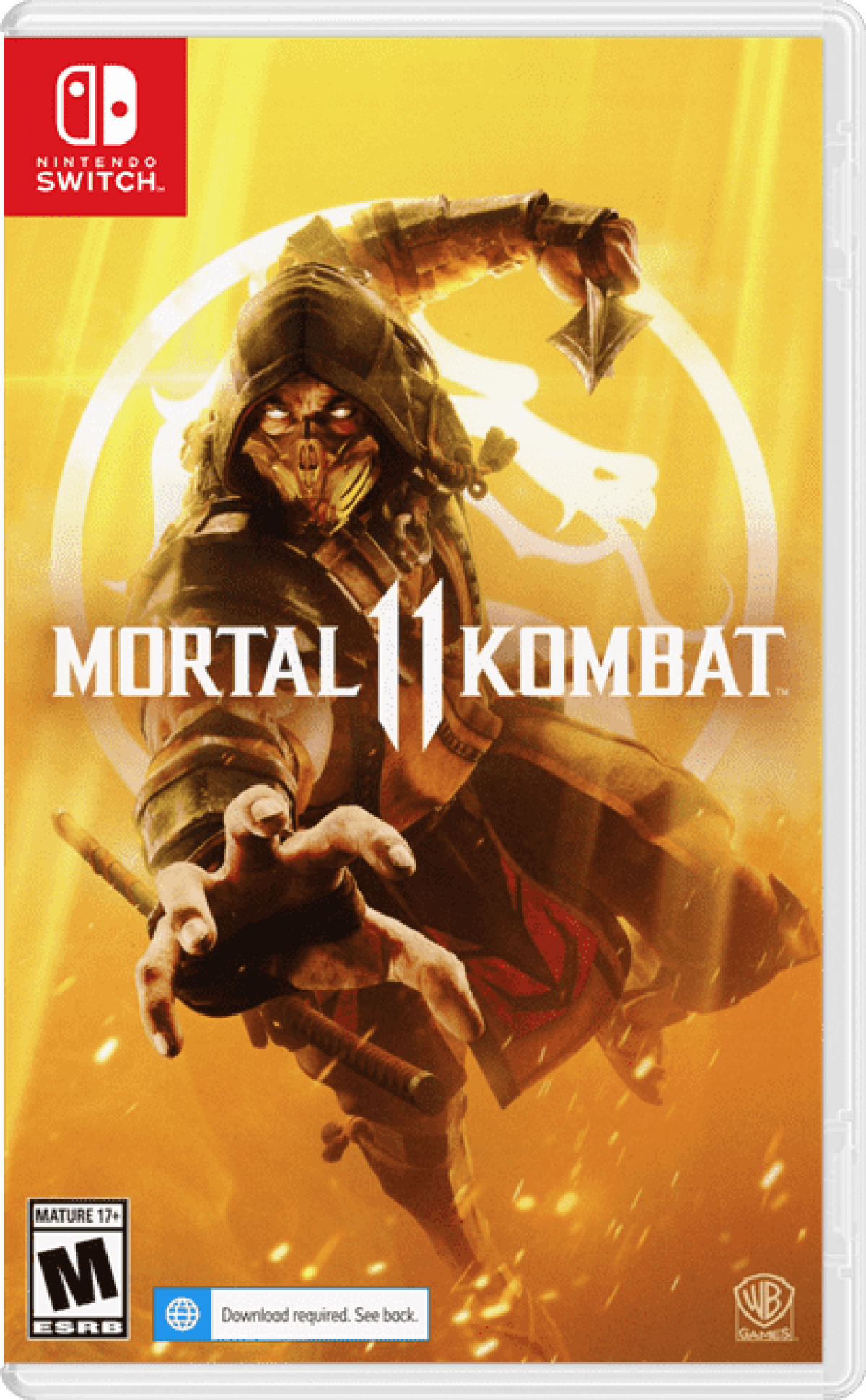 Mortal Kombat 11 cover art for Nintendo Switch (NS). A cinematic, fast‑paced fighting game featuring a large roster, brutal combat styles, and story‑driven battles across multiple timelines. 