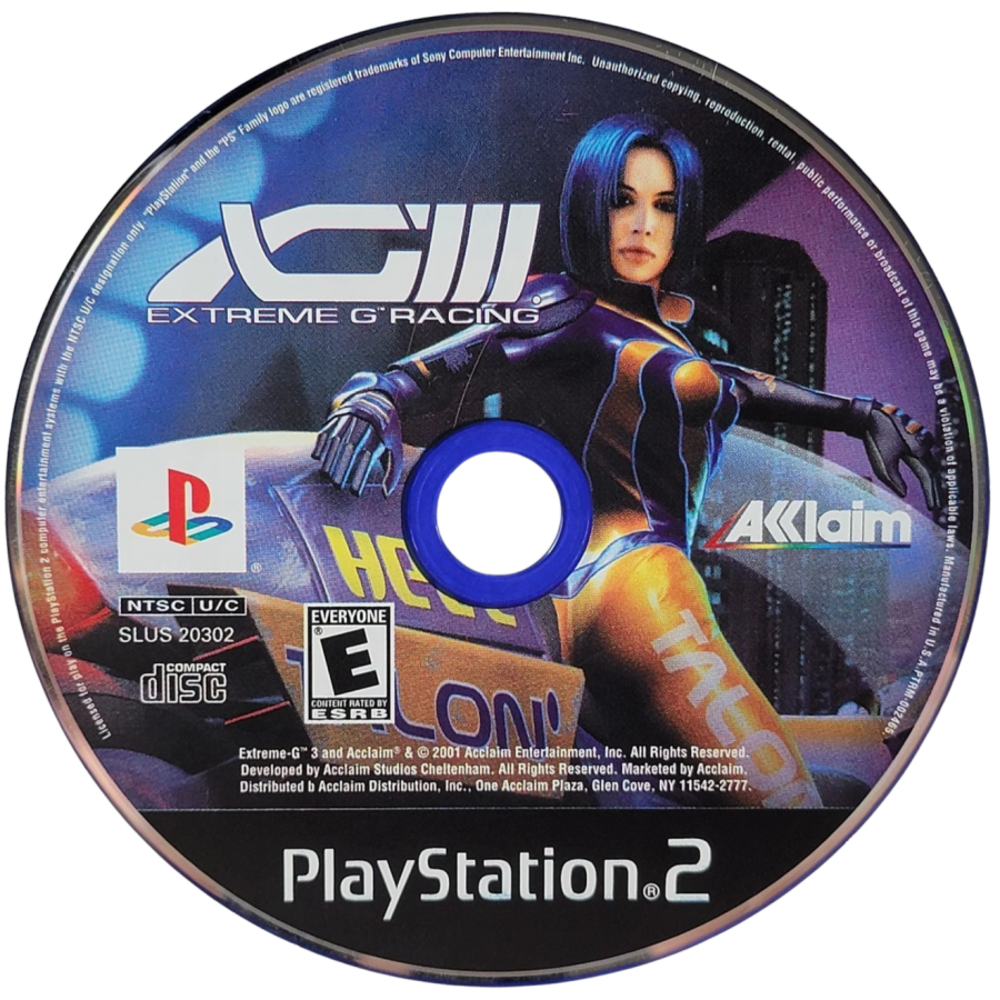 XG3: Extreme G Racing – PlayStation 2 (PS2) video game disc, futuristic racing,