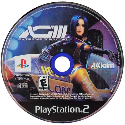 XG3: Extreme G Racing – PlayStation 2 (PS2) video game disc, futuristic racing,