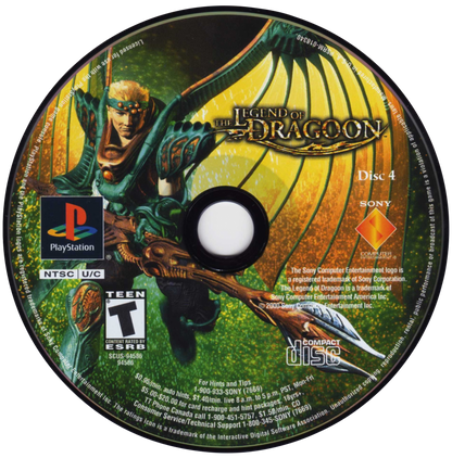 Legend of Dragoon retro fantasy role-playing RPG game for PlayStation 1 (PS1) disc 4