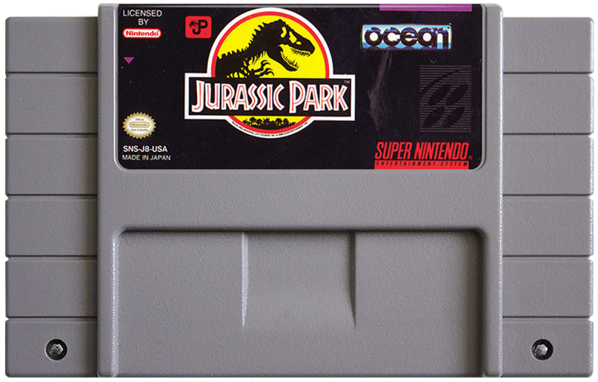Jurassic Park cartridge for Super Nintendo Entertainment System (SNES) retro video game 
