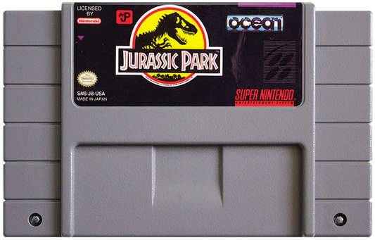 Jurassic Park cartridge for Super Nintendo Entertainment System (SNES) retro video game 